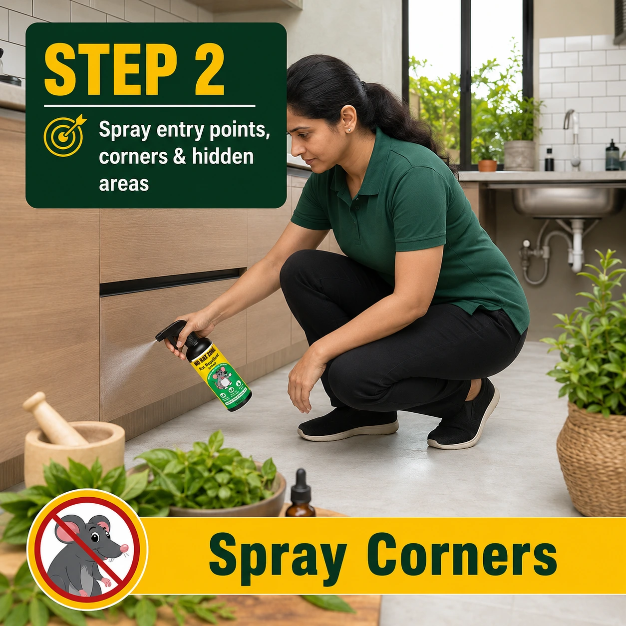 Spray corners